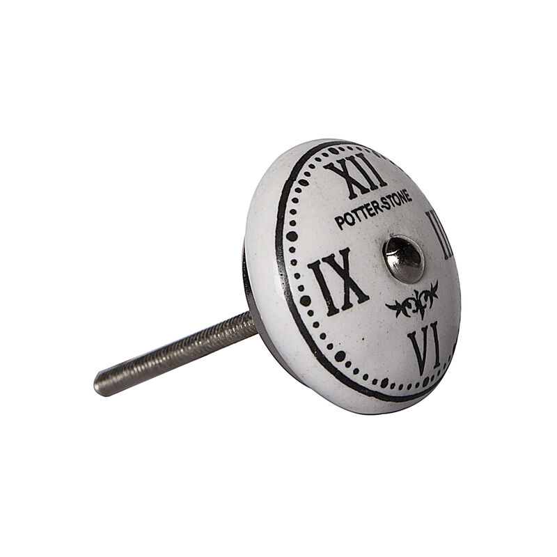 HomeRoots Set of Eight Black And White Ceramic And Metal Drawer Pull Knobs image number 2