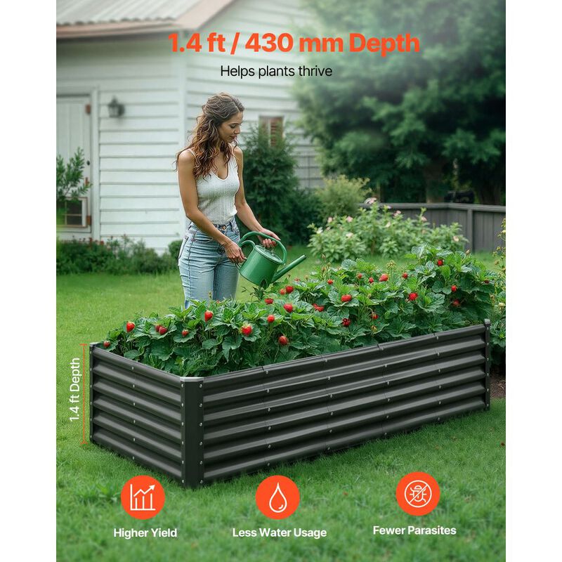 Large Metal Planter Box with Open Base for Garden Vegetables and Herbs-Dark Grey image number 7