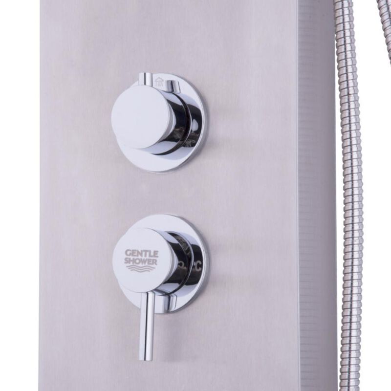 Brushed Stainless Steel Shower Panel with Rainfall and Waterfall Features for Luxury Bathroom