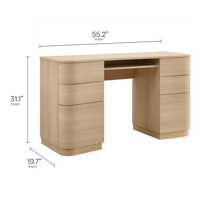 Mirae 55" 6-Drawer Curved Office Desk image number 0