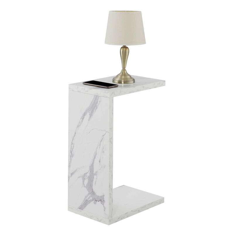 Convenience Concepts Northfield Admiral C End Table, 18 x 11.5 x 26, White Faux Marble