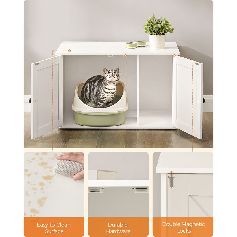 Cat Washroom Cabinet - Hidden Litter Box Enclosure with Wooden Doors
