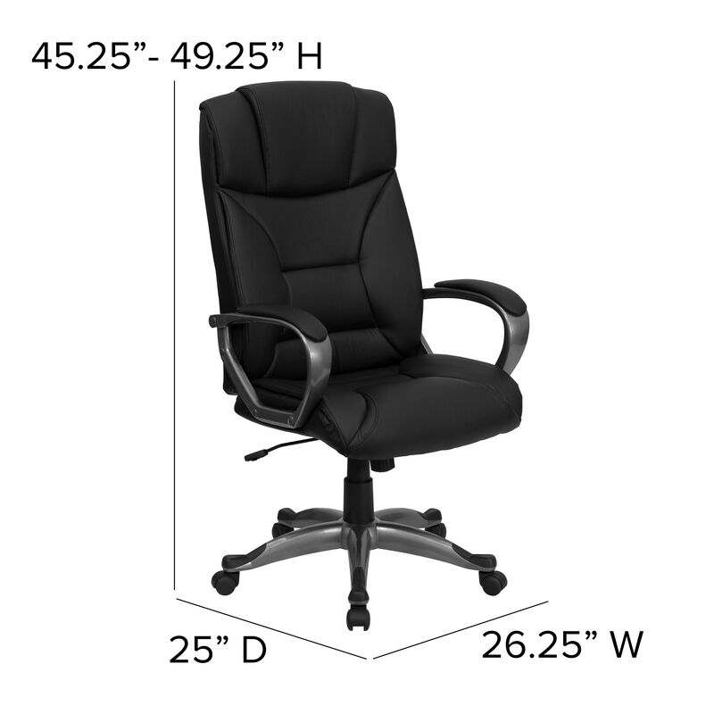 Hansel High Back Black LeatherSoft Executive Swivel Office Chair with Arms image number 6