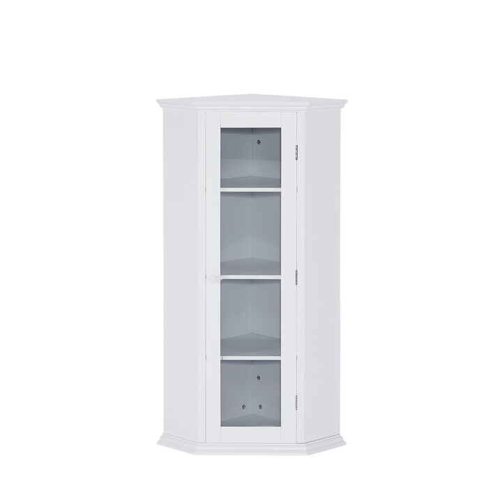 Merax Freestanding Bathroom Cabinet with Glass Door