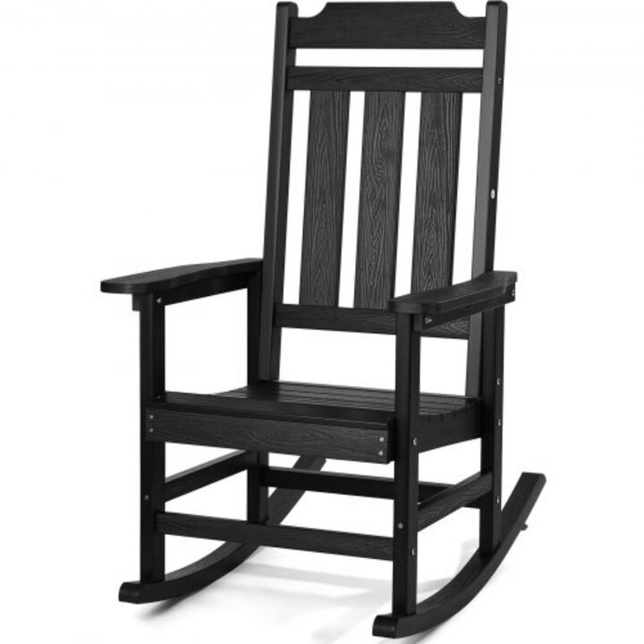1 Piece Outdoor Rocking Chair – High Back Porch Rocker in HIPS, Heavy Duty Weatherproof Patio Chair