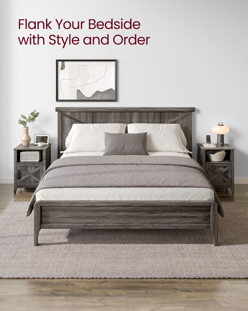 Farmhouse Nightstand with Barn Door Design for Rustic Bedroom Decor image number 2