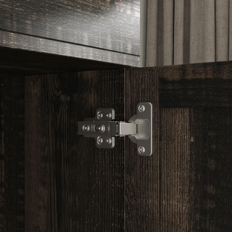 FUFU&GAGA American Farmhouse Corner Storage Cabinet with 1 Door, 3 Drawers and Open Shelves, Space-Saving Corner Unit (39.3 in. W x 20.6 in. D x 70 in. H), Brown