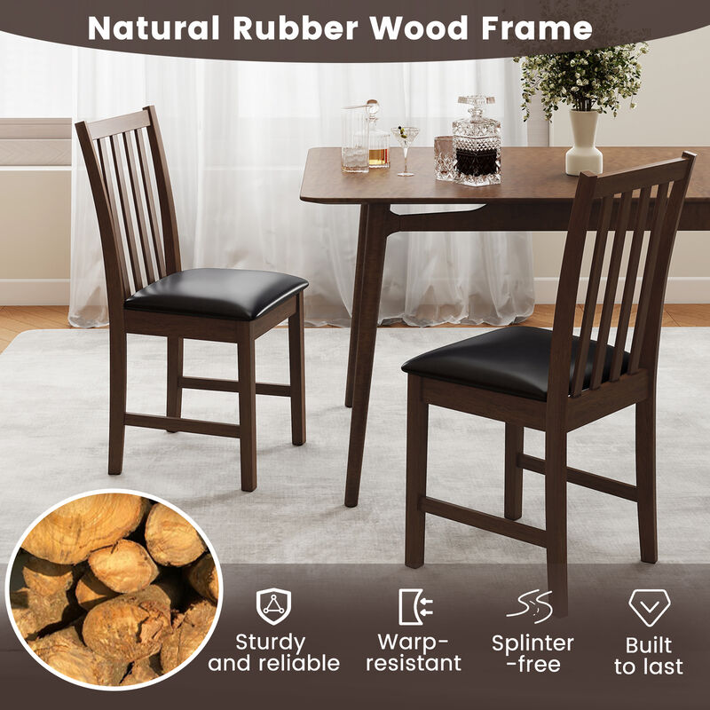 Set of 2 Wooden Dining Chairs with Solid Rubber Wood Frame and Padded Seat image number 7
