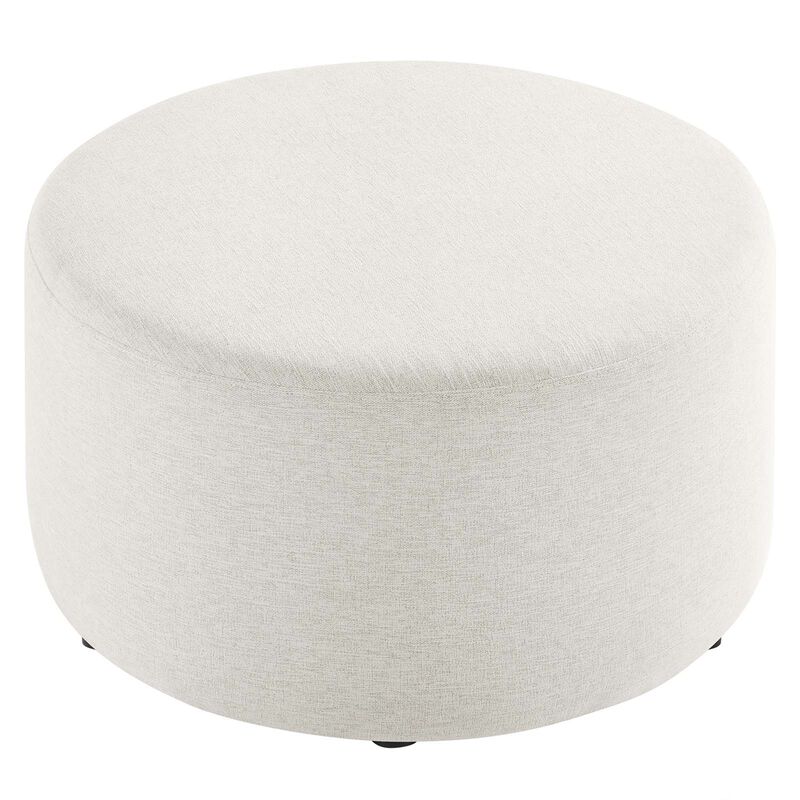 Callum Large 29" Round Woven Heathered Fabric Upholstered Ottoman image number 3