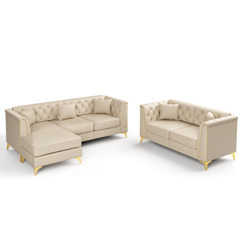 Wotvo PU Modular Chesterfield Sofa Set image number 2
