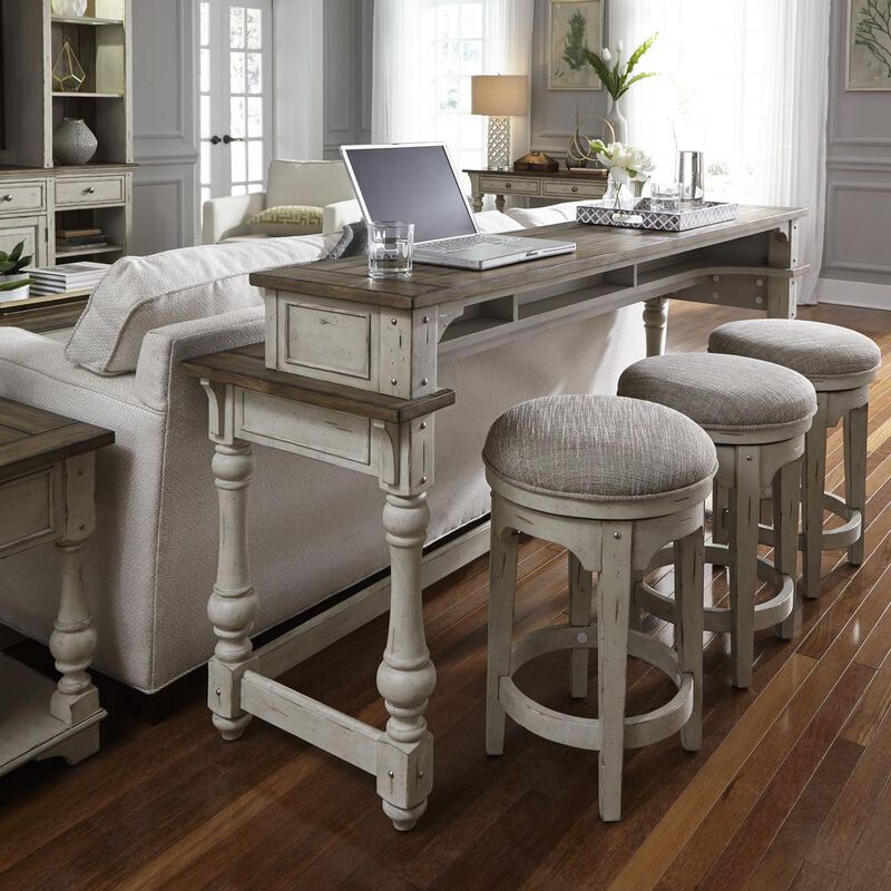 Liberty Furniture Morgan Creek Console Bar Table in Antique White w/ Wirebrushed Tobacco Accents image number 8