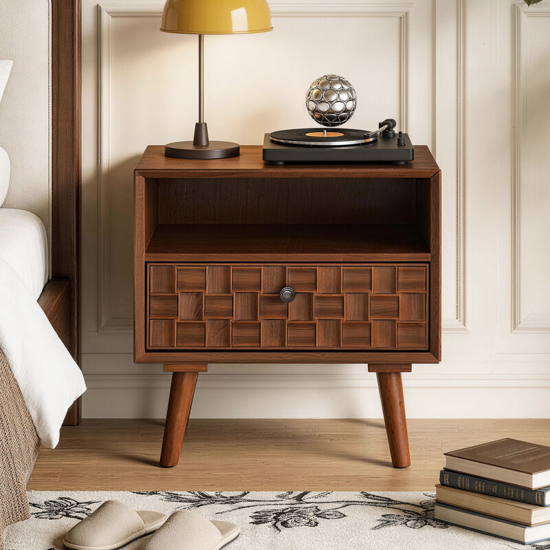 Digbil 22" Mid‑Century Modern Wood Nightstand image number 2