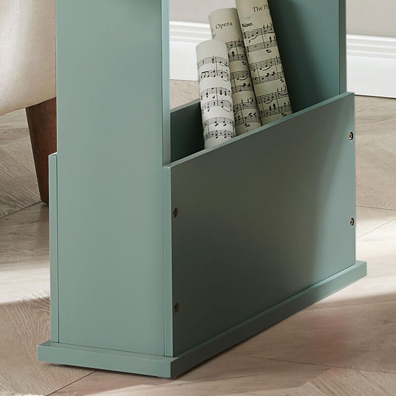 Kings Brand Furniture Zeke Narrow Side Table with Storage Shelf - Modern Sofa End Table, Small Nightstand with Magazine Rack