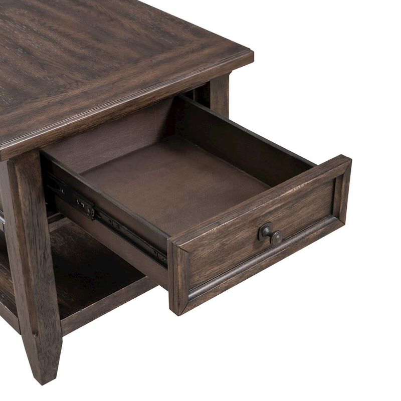 Liberty Furniture Rectangular End Table Traditional - Storage Drawer - Saddle Brown Oak Wood image number 7