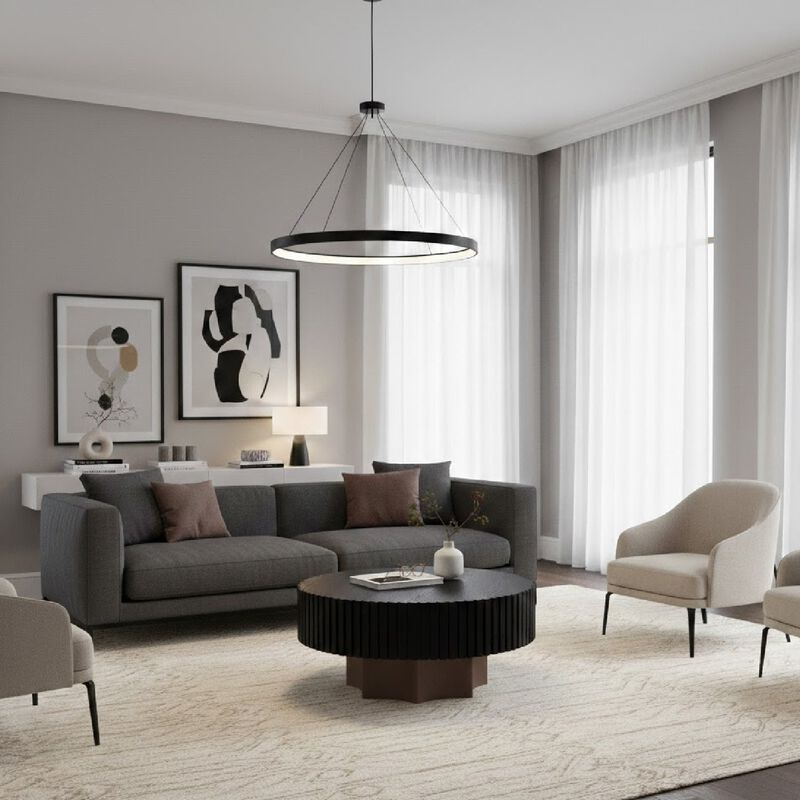 Black Mirror Round Coffee Table | OROA Modern Ingram image number 1