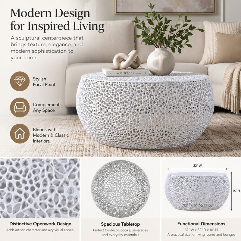 Pavressa White Hourglass Coffee Table image number 5