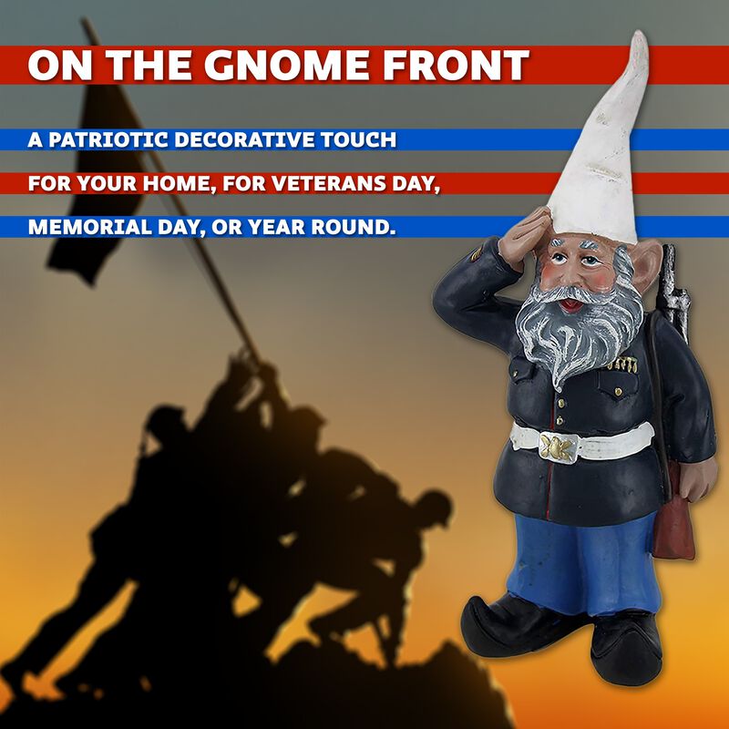 8 Inch Dress Blues Saluting US Marine Military Garden And Shelf Gnome Statue image number 3