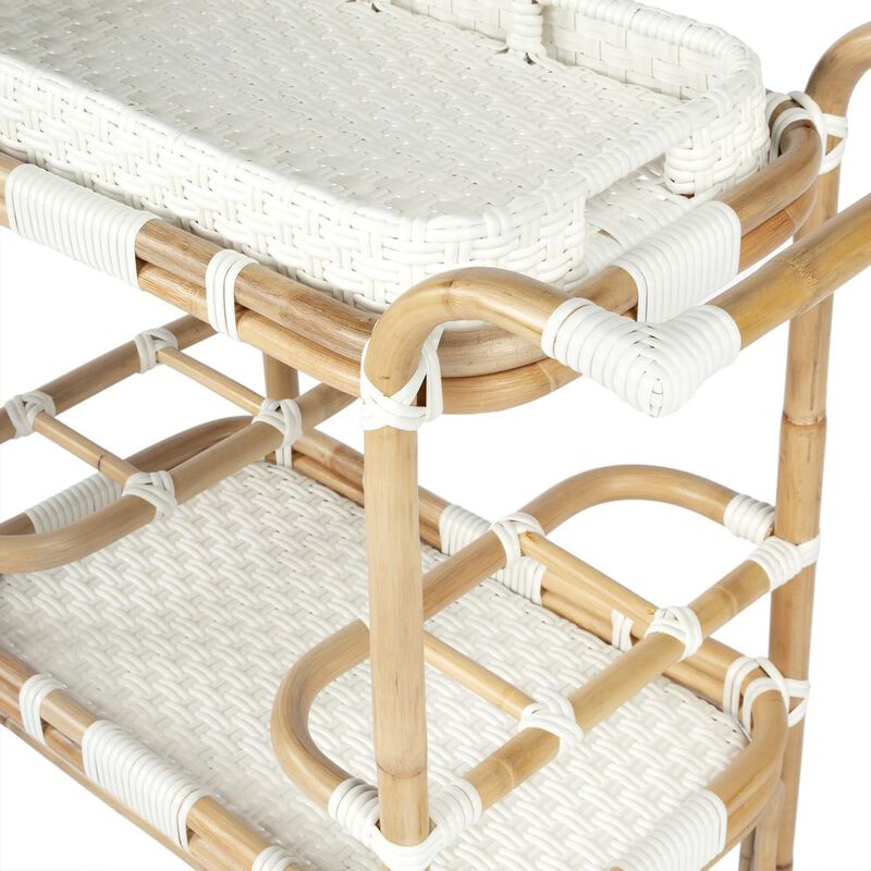 Butler Specialty Selena Rattan Bar Cart, White