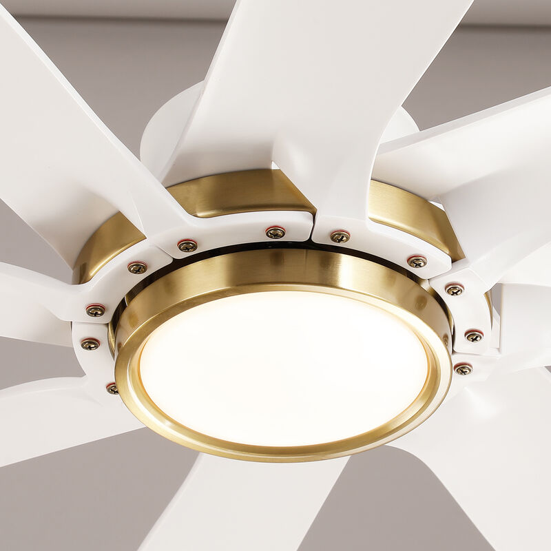 72" Modern Farmhouse White Reversible Dimmable 8 Blades Ceiling Fan with Light and Remote image number 9