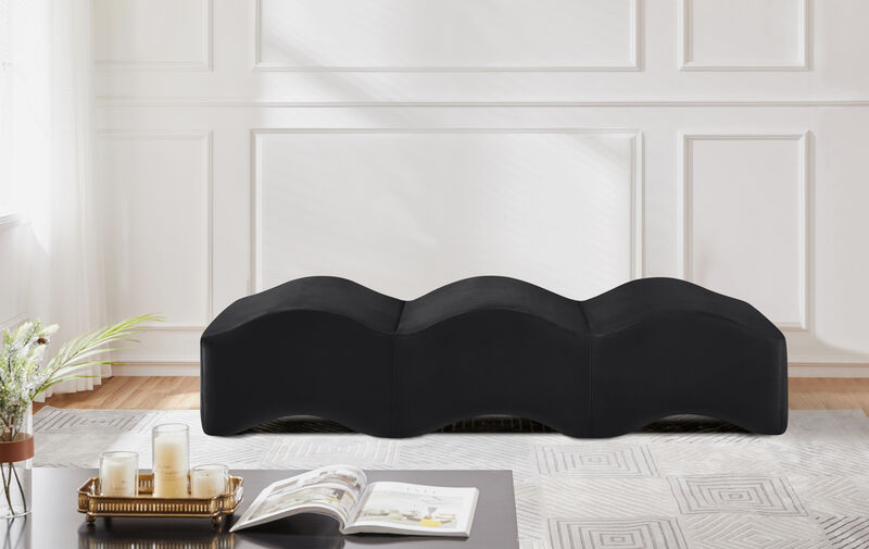 Meridian Furniture Wave Black Velvet Bench
