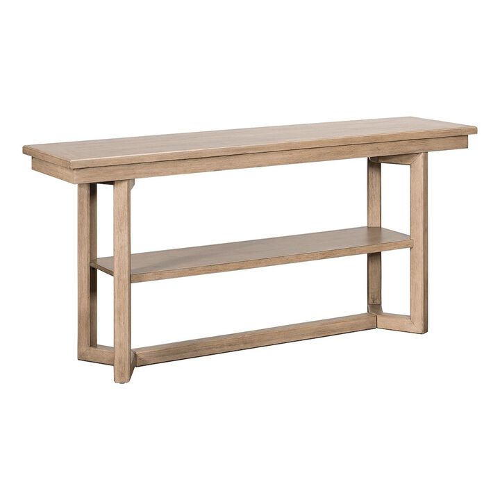 Liberty Furniture Living Room Sofa Table Center Trestle Display Shelf - Barley Buff Birch Wood