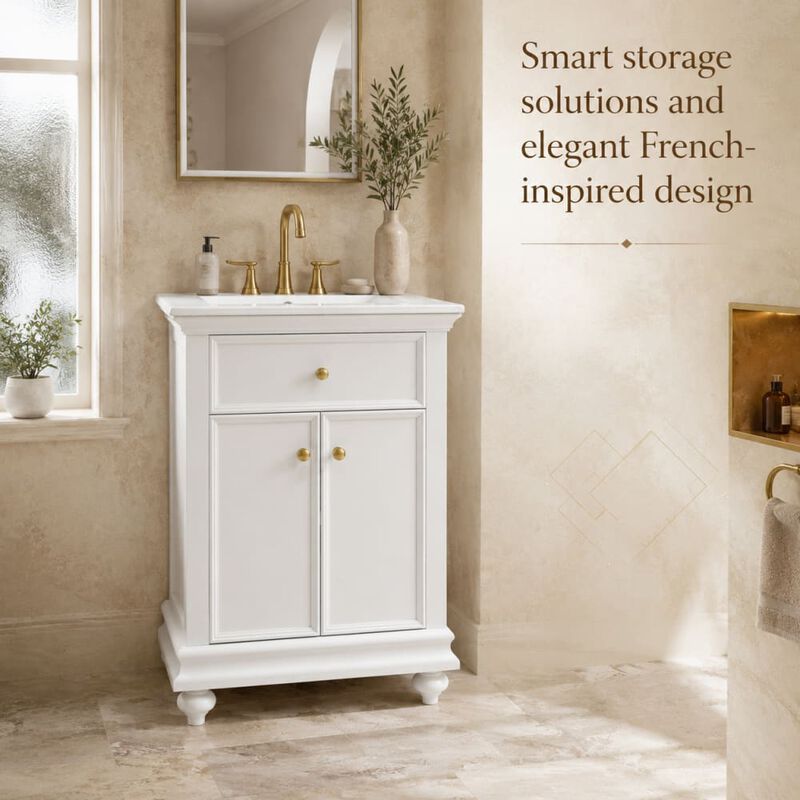 24" Bathroom Vanity with Ceramic Sink image number 4