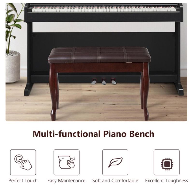 Hivvago Solid Wood PU Leather Piano Bench with Storage