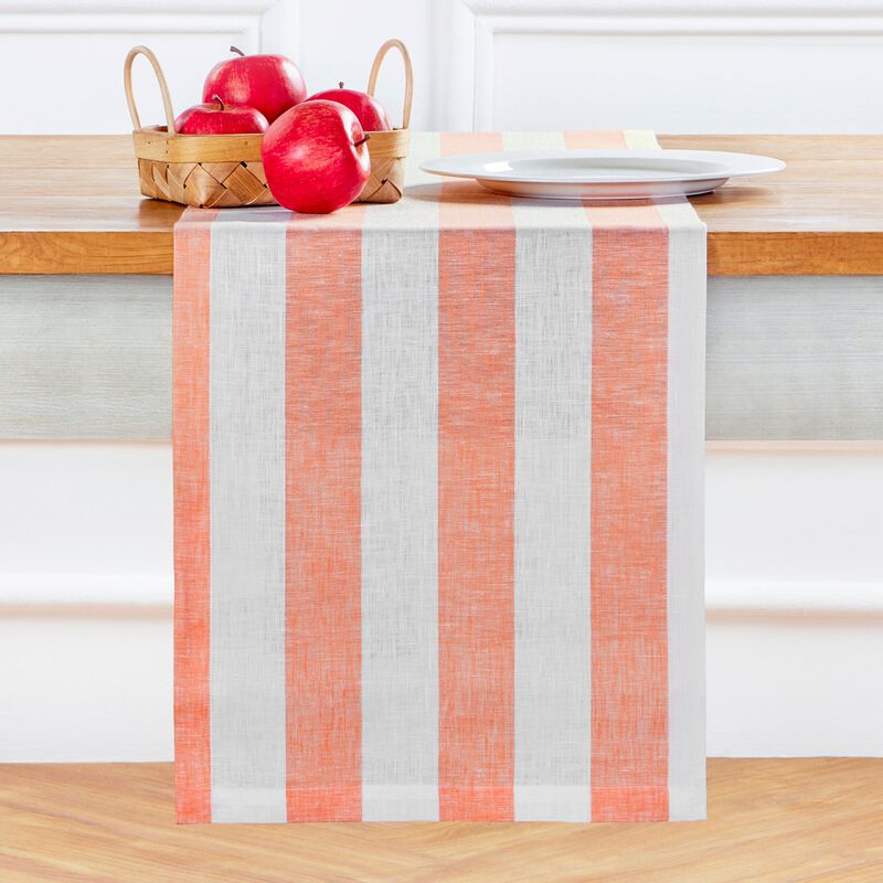 Solino Home Cabana Stripe 100% Linen Table Runner &ndash; Handcrafted, Machine Washable, Perfect for Holiday and Everyday Dining