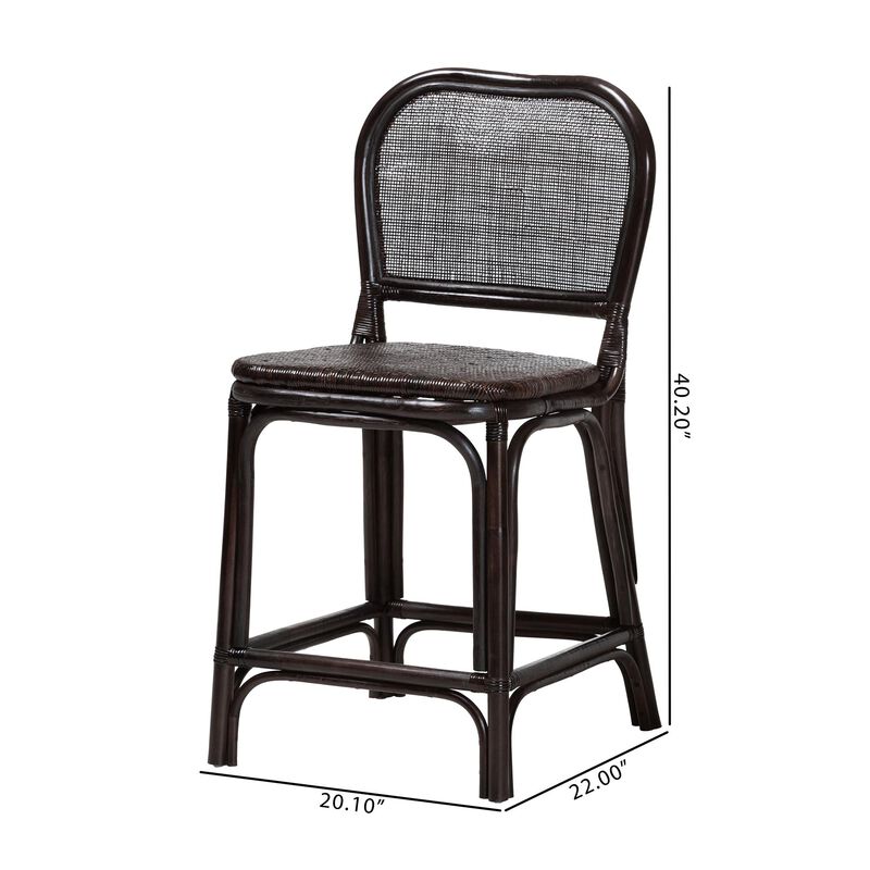 bali & pari Irene Natural Rattan Counter Stool - Handwoven Wicker Accent Stool with Lattice Backrest for Kitchen Island Seating image number 8