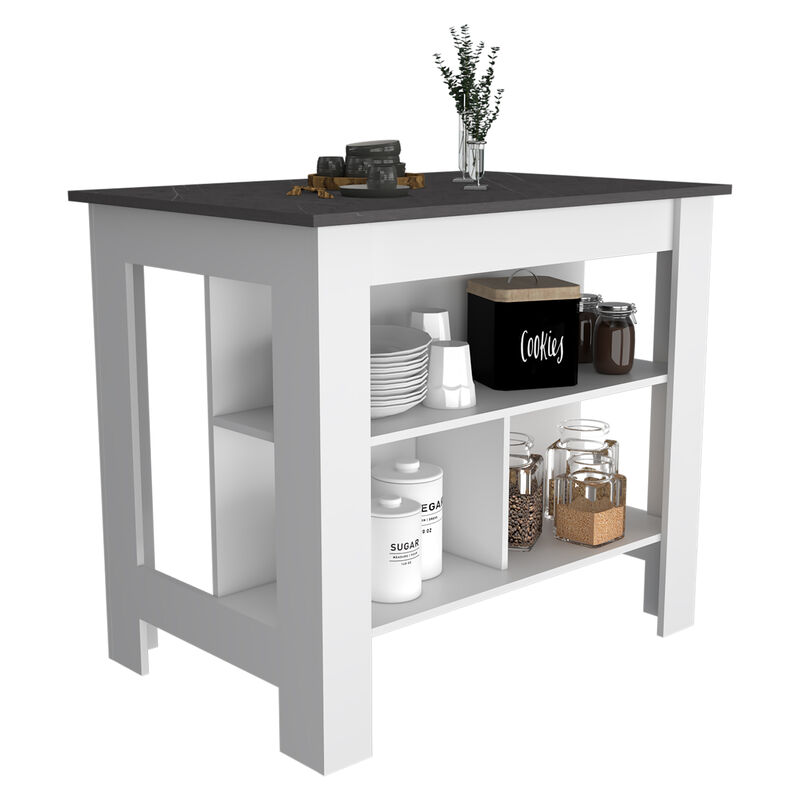 Kitchen Island Dozza, Kitchen, White / Onyx