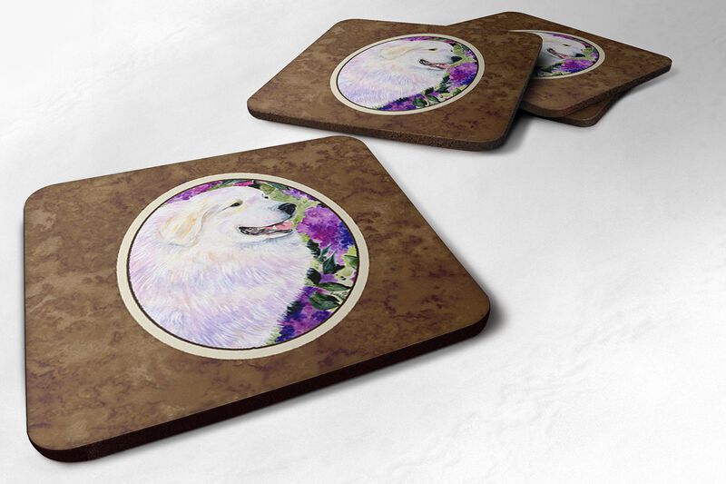 Caroline's Treasures SS8474FC Great Pyrenees Foam Coasters (Set of 4), 3.5 H x 3.5 W, Multicolor image number 0