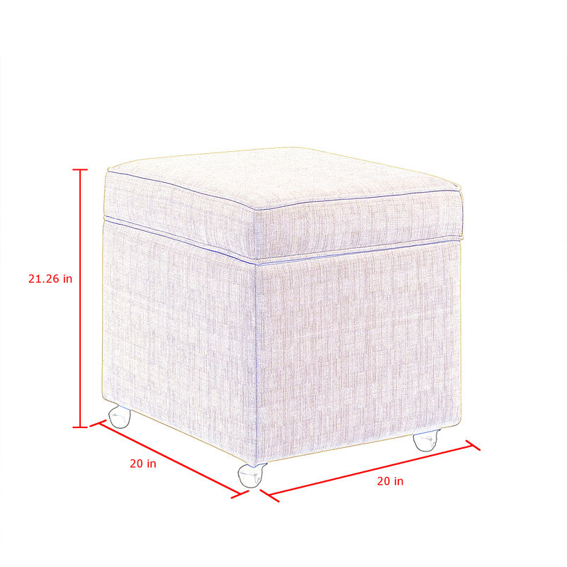 Inspired Home Francis Linen Ottoman