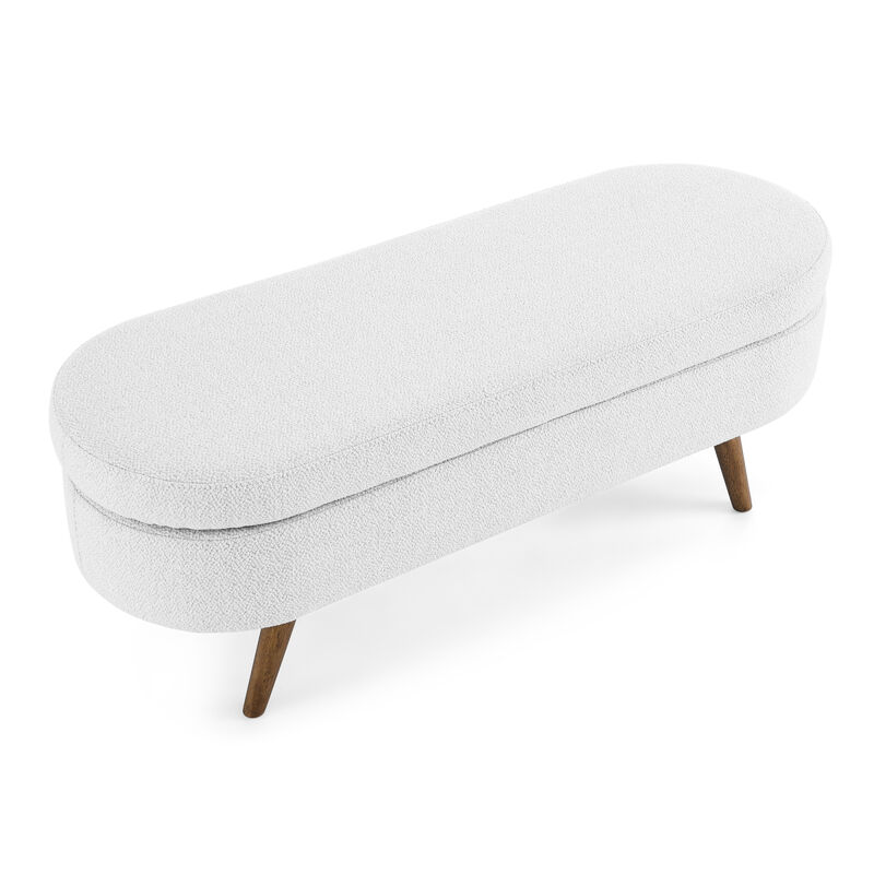 Ottoman Oval Storage Bench, Rubberwood Legs