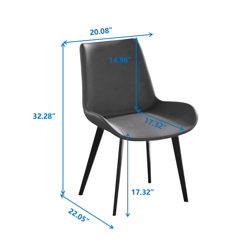 Streamdale Grey Dining Chair with Black Metal Legs (4-pack) image number 5