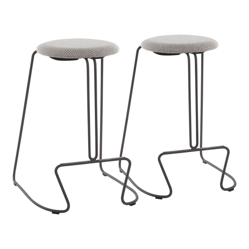 Lumisource Finn Contemporary Counter Stool in Grey Steel, Fabric - Set of 2 image number 2
