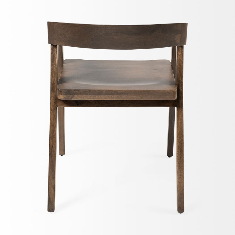 HomeRoots Set Of Two Brown Wood Open Back Arm Chairs image number 3