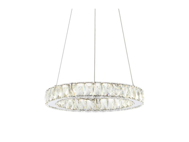 Reese 15.7" Adjustable Integrated LED Metal/Crystal Pendant Pendant