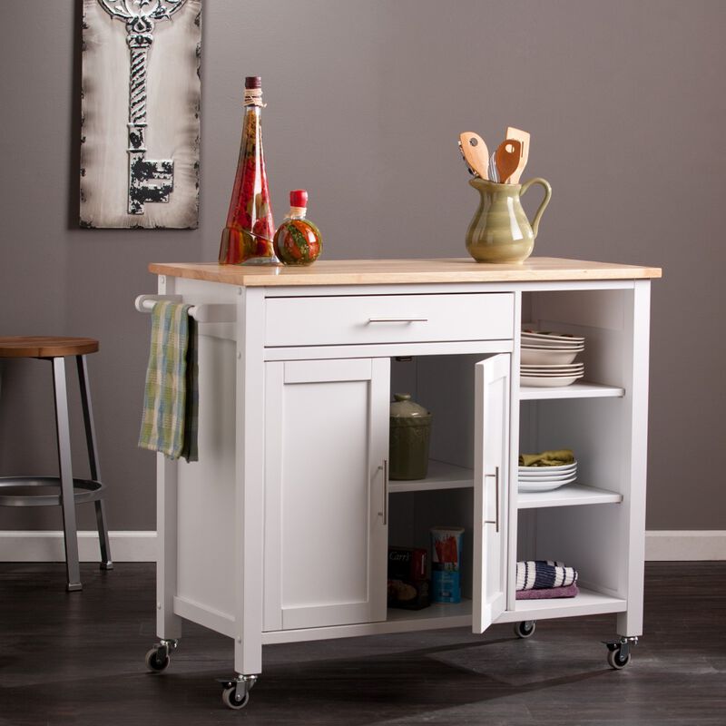 Kitchen Island Cart on Wheels with Cabinets and Storage