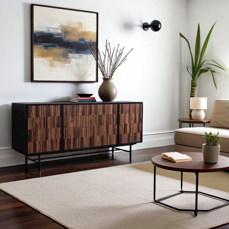 Starlight Canyon Home Black Sideboard Cabinet &ndash; Wooden Accent Credenza with Iron Base image number 6