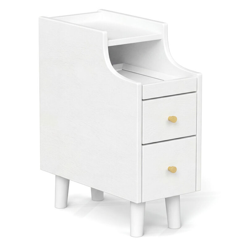 Solid Wood Narrow Nightstand with Pull-Out Tray and 2 Storage Drawers image number 0