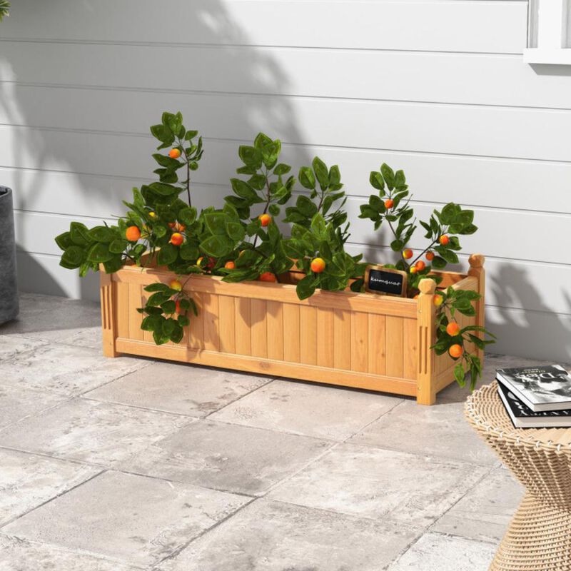 Hivvago Wooden Rectangular Garden Bed with Drainage System