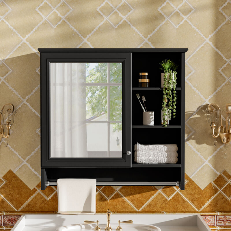 ELEMENT ACE Wall-Mount 2-in-1 Mirror Cabinet with Adjustable Shelf and Soft-Closing Hinges for Modern Storage Solutions image number 1