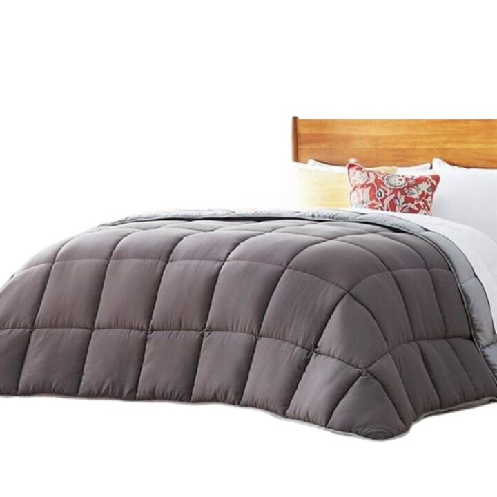 Hivvago King Size All Seasons Plush Light/Dark Grey Reversible Polyester Down Alternative Comforter