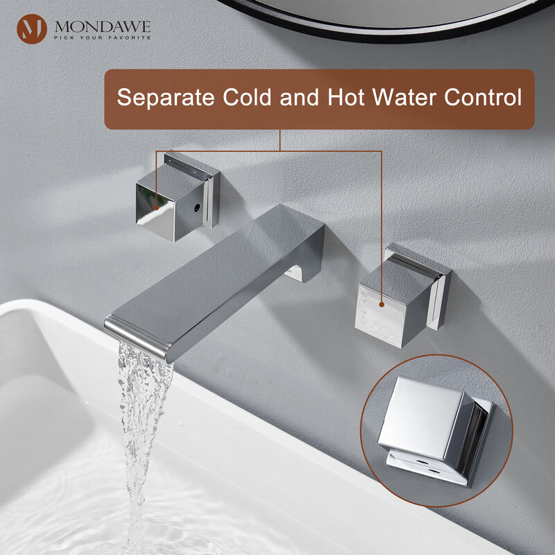 Mondawe Luxury 8 in. Widespread Wall Mounted Bathroom Faucet with Double Handles with Valve (1-Pack)