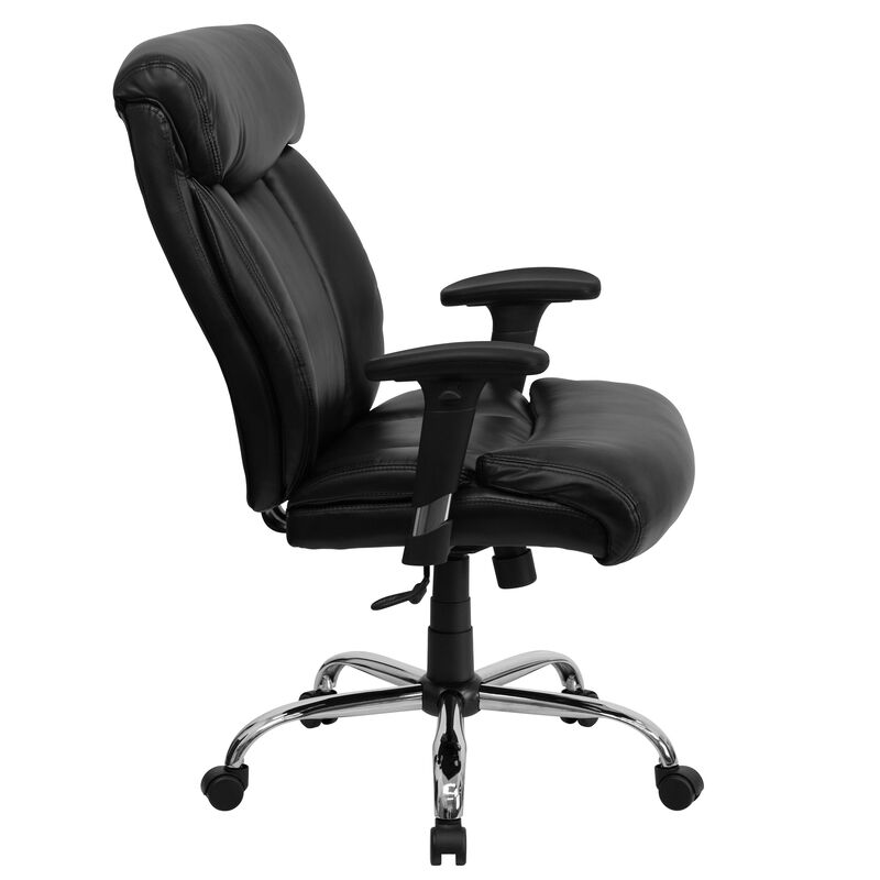 HERCULES Series Big & Tall 400 lb. Rated Black LeatherSoft Executive Ergonomic Office Chair with Full Headrest & Arms image number 2