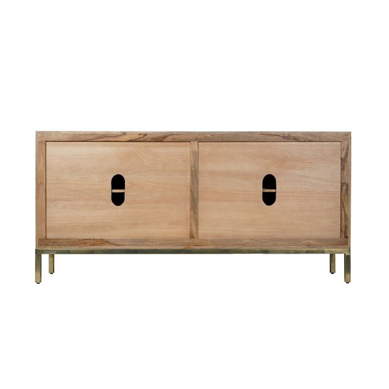 Jofran Asher 69 Solid Wood Mid-Century Modern Curved Arch Sideboard Cabinet
