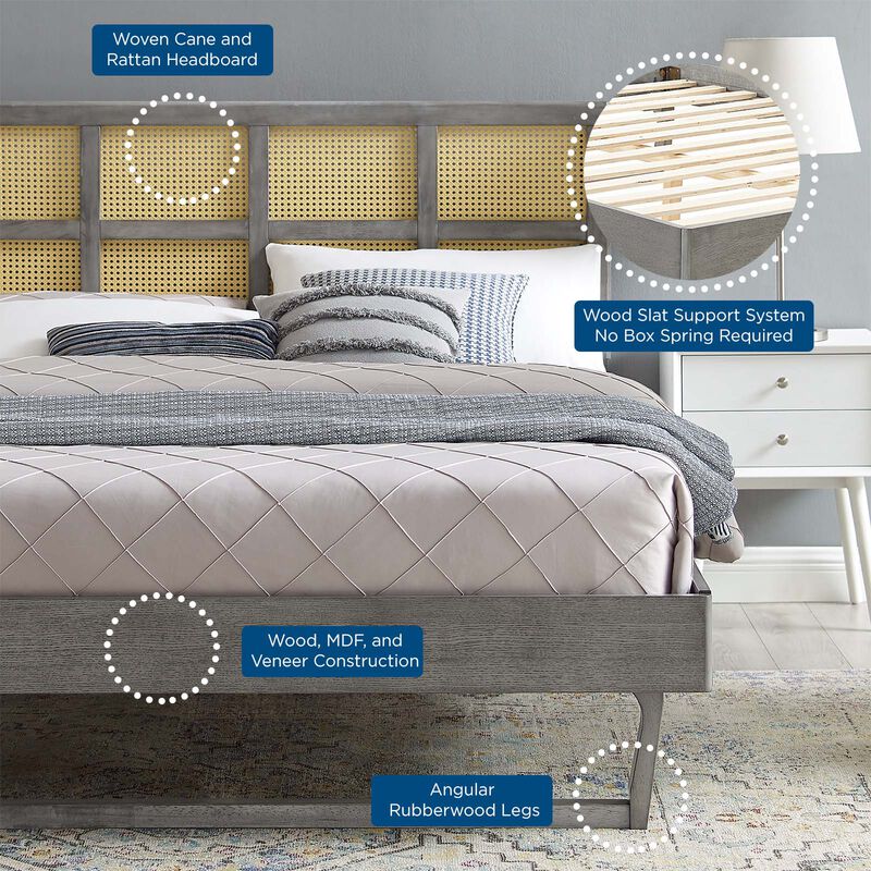 Modway - Sidney Cane and Wood Queen Platform Bed with Angular Legs image number 7