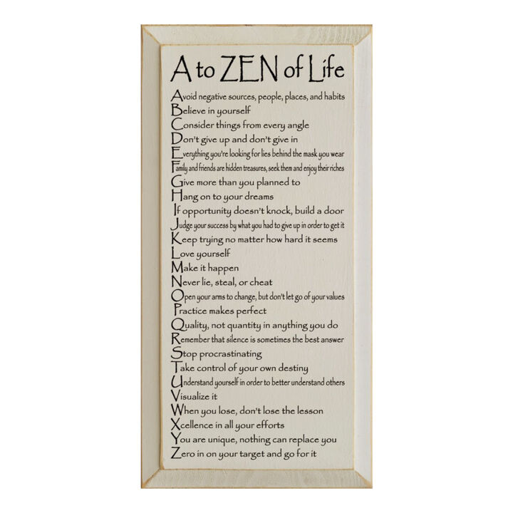 A to ZEN of Life Funny Zen Quote Wooden Wall Sign