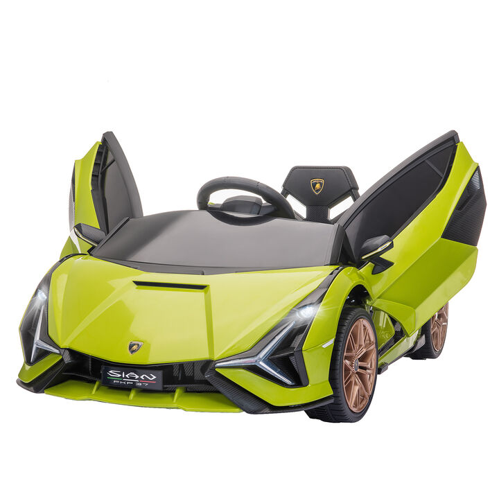BreeBe 12V Lamborghini SIAN Licensed Electric Car for kids with Remote Control, Horn, Music, & Headlights