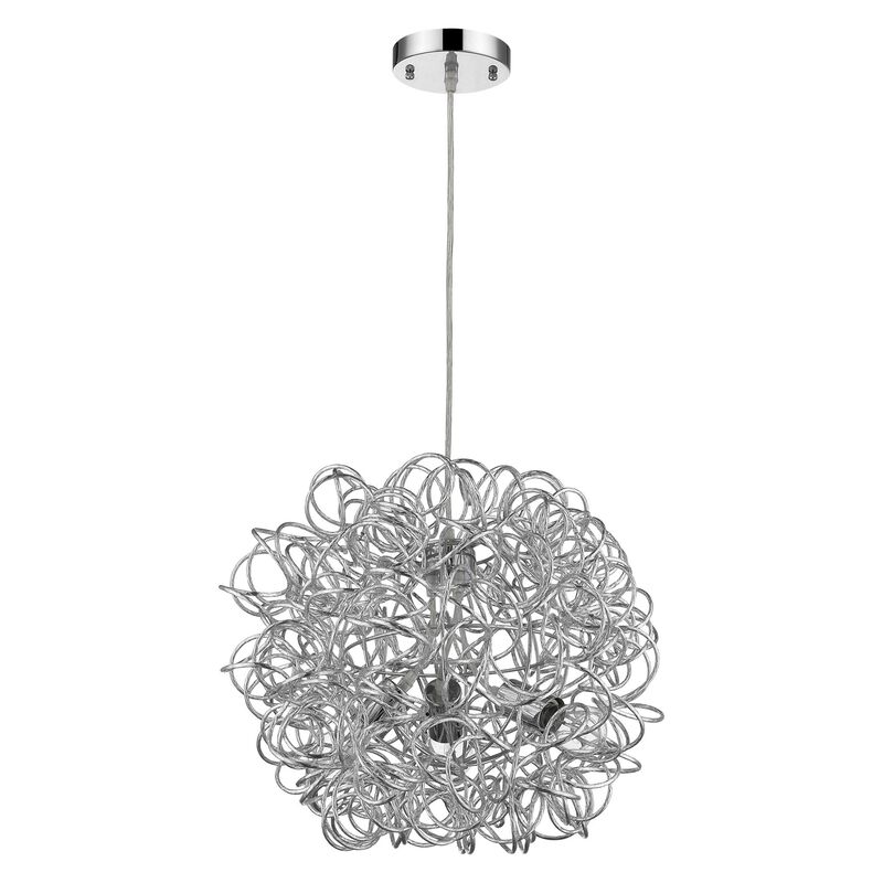 Hivvago Mingle 3-Light Polished Chrome Pendant With Faceted Chrome Aluminum Wire Shade